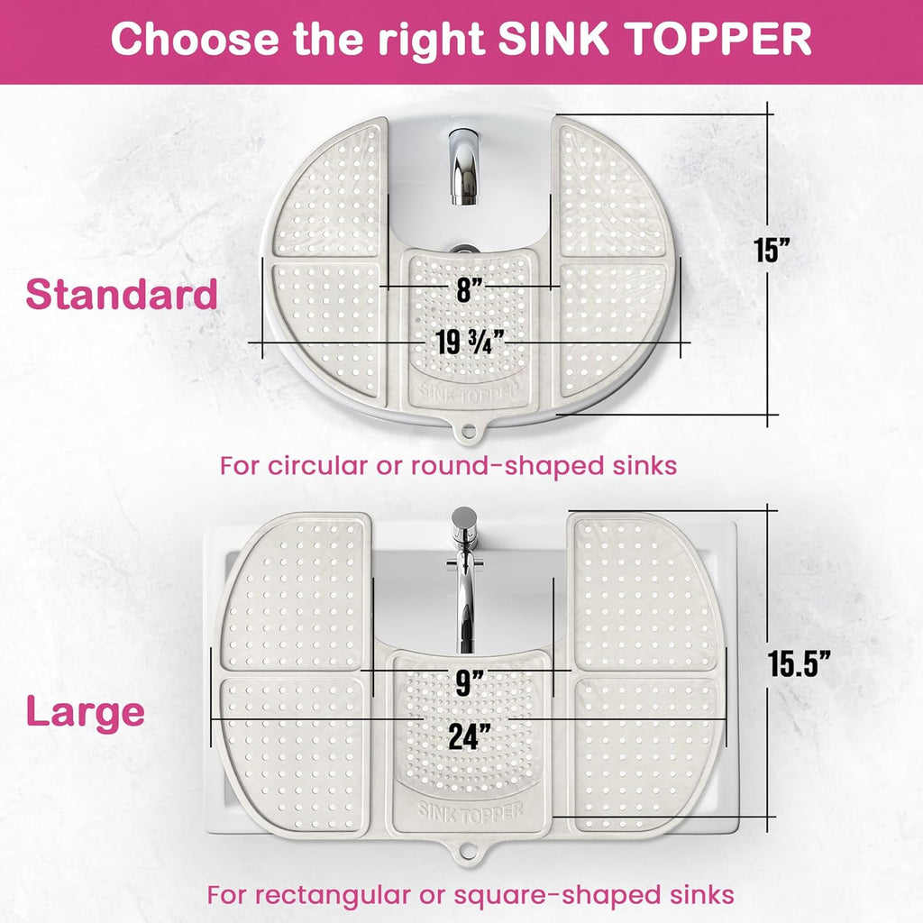 Bathroom Counter Cover and Space-Saving Storage Solution, Foldable Mat for Hot Tools, Hair Styling, and Makeup, Beauty Brush Cleaning Mat, RV Camper Sink Cover for Compact Areas (Standard Pacific Blue)